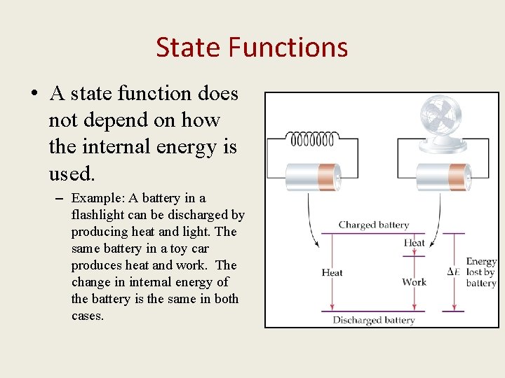 State Functions • A state function does not depend on how the internal energy