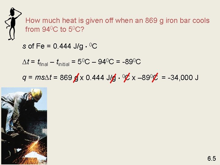 How much heat is given off when an 869 g iron bar cools from