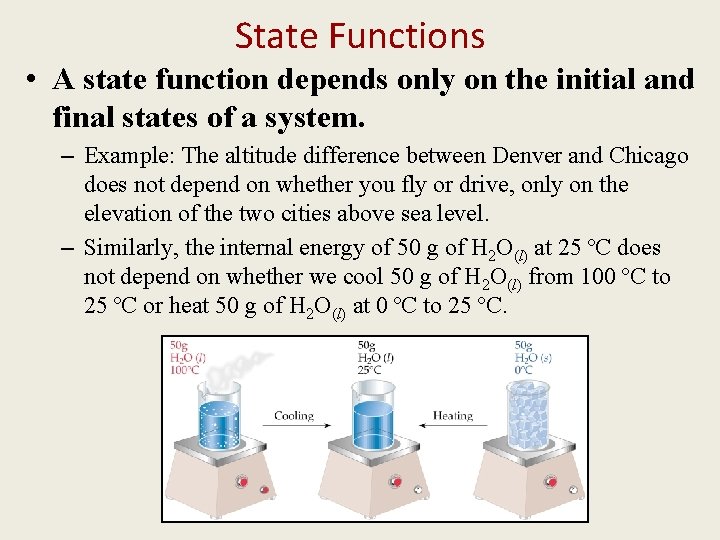 State Functions • A state function depends only on the initial and final states