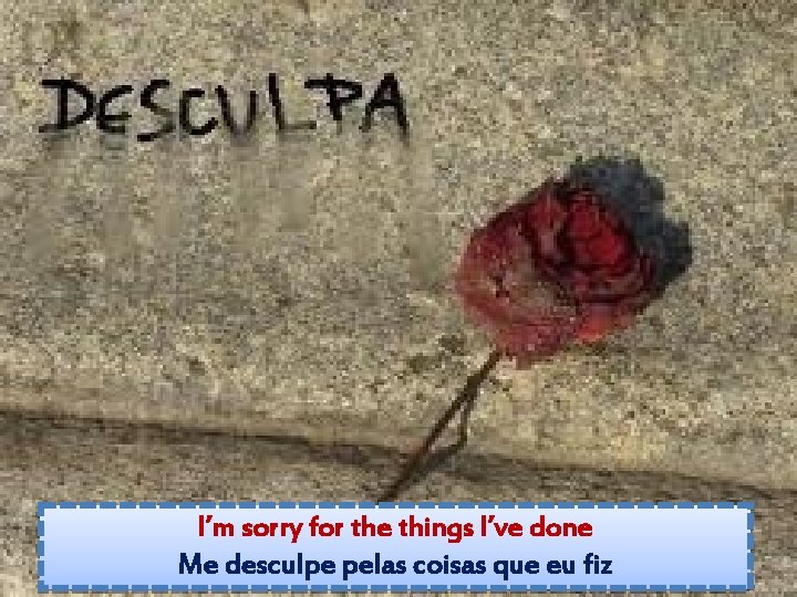 I’m sorry for the things I’ve done Me desculpe pelas coisas que eu fiz