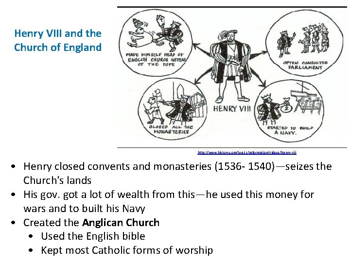 Henry VIII and the Church of England http: //www. history. com/topics/reformation/videos/henry-viii • Henry closed