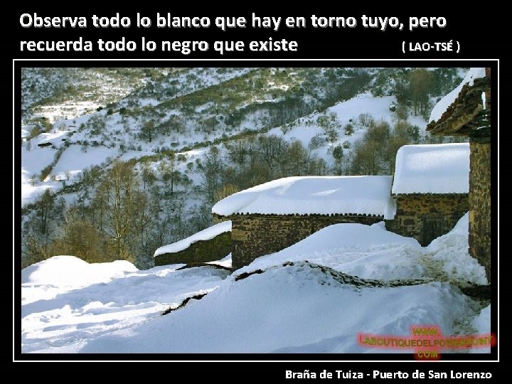 Observa todo lo blanco que hay en torno tuyo, pero recuerda todo lo negro