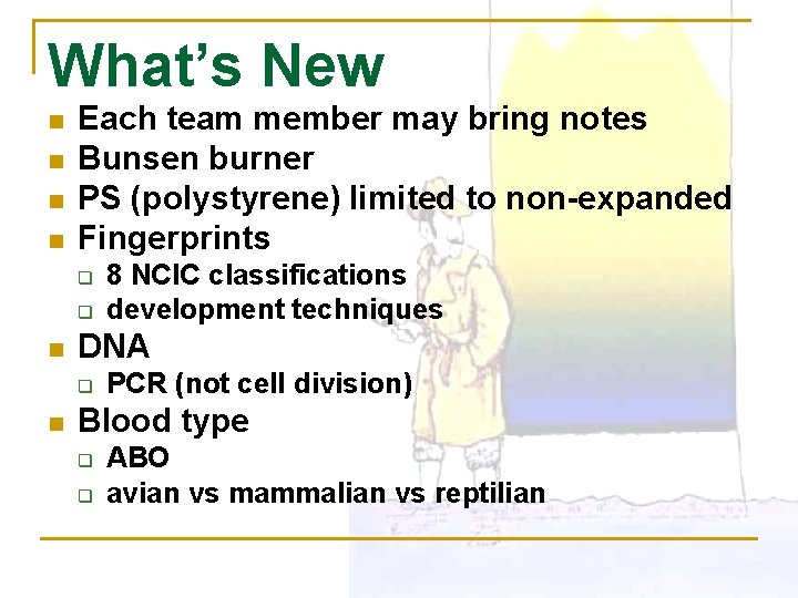 What’s New n n Each team member may bring notes Bunsen burner PS (polystyrene)