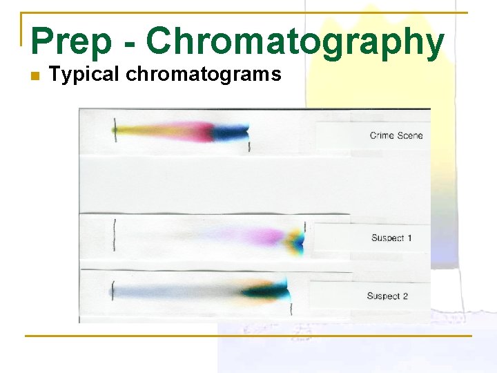 Prep - Chromatography n Typical chromatograms 