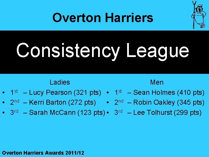 Overton Harriers Consistency League • 1 st • 2 nd • 3 rd Ladies