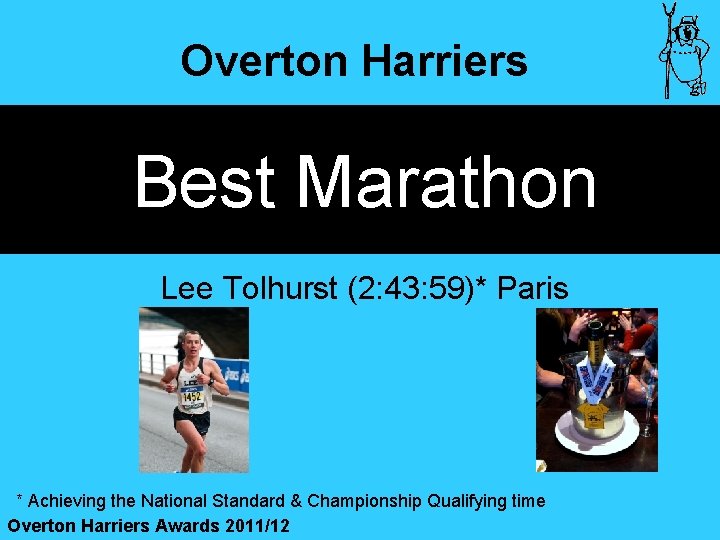 Overton Harriers Best Marathon Lee Tolhurst (2: 43: 59)* Paris * Achieving the National