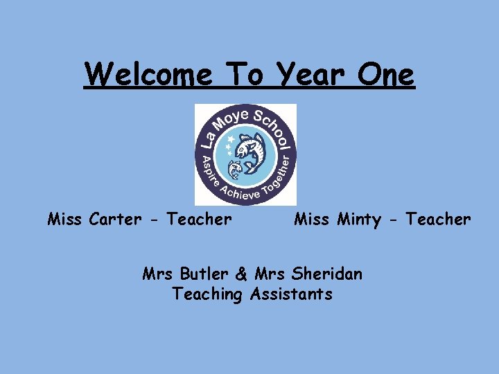 Welcome To Year One Miss Carter - Teacher Miss Minty - Teacher Mrs Butler