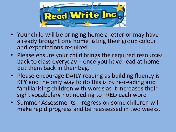  • Your child will be bringing home a letter or may have already