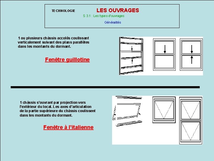 LES OUVRAGES TECHNOLOGIE S 3. 1 : Les types d’ouvrages Généralités 1 ou plusieurs