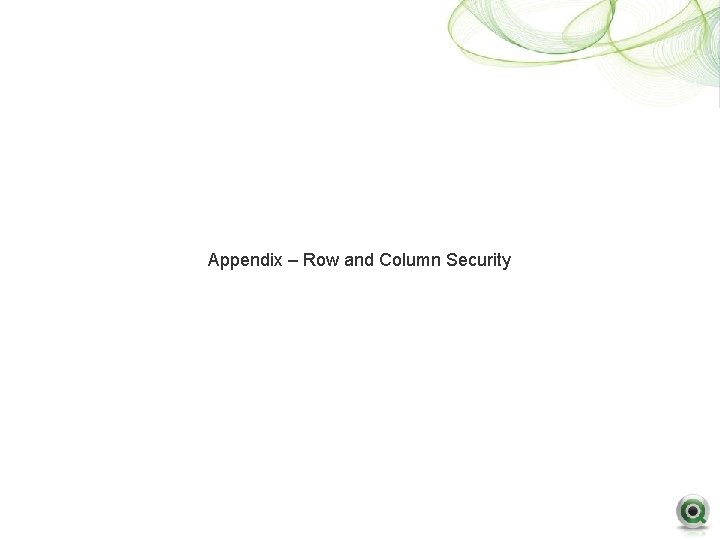 Appendix – Row and Column Security Appendix – Row and Column Security