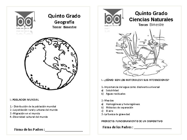 Quinto Grado Geografía Tercer Bimestre Quinto Grado Ciencias Naturales Tercer Bimestre I. - ¿CÓMO