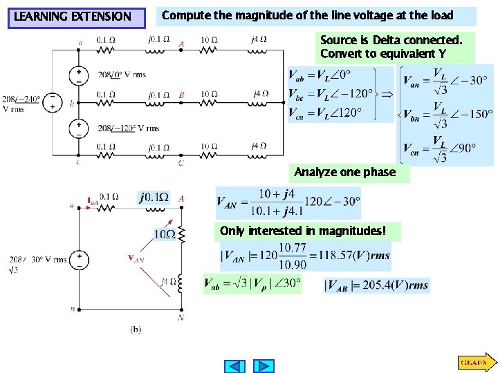 LEARNING EXTENSION Compute the magnitude of the line voltage at the load Source is