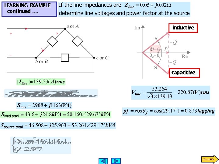 LEARNING EXAMPLE continued …. inductive capacitive 