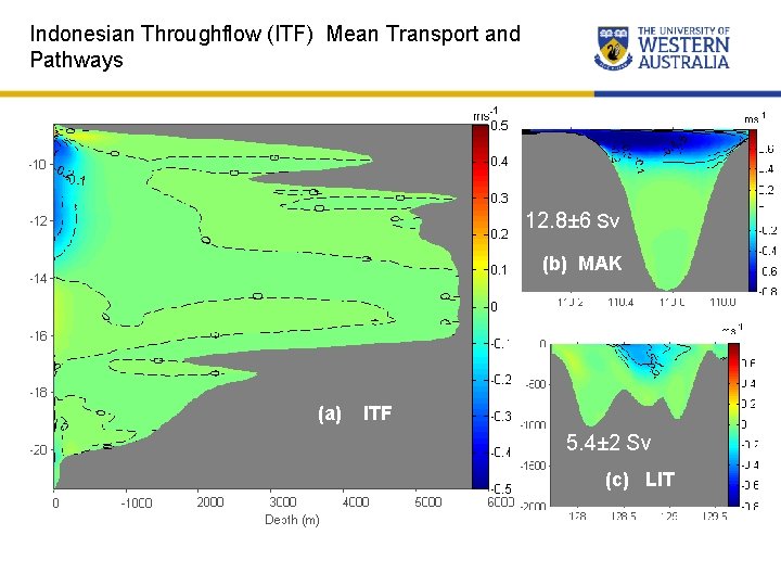 Indonesian Throughflow (ITF) Mean Transport and Pathways 12. 8± 6 Sv (b) MAK (a)