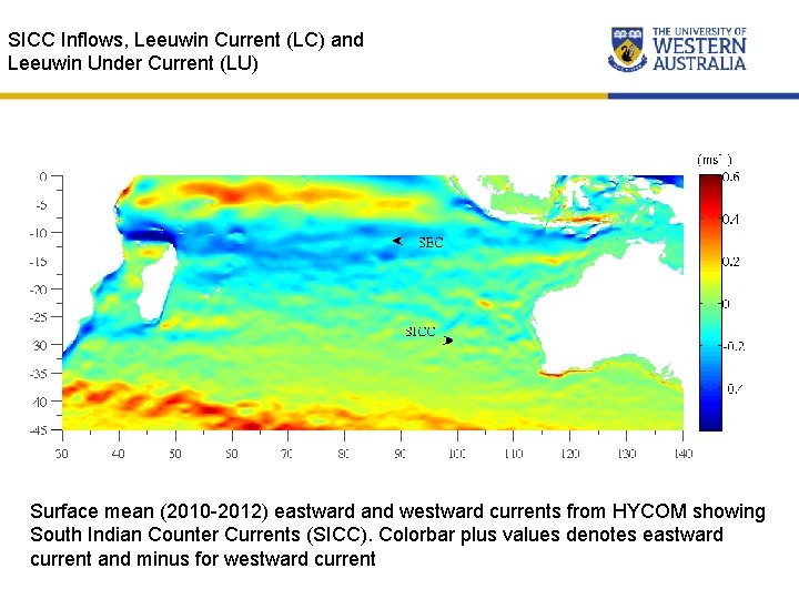 SICC Inflows, Leeuwin Current (LC) and Leeuwin Under Current (LU) Surface mean (2010 -2012)