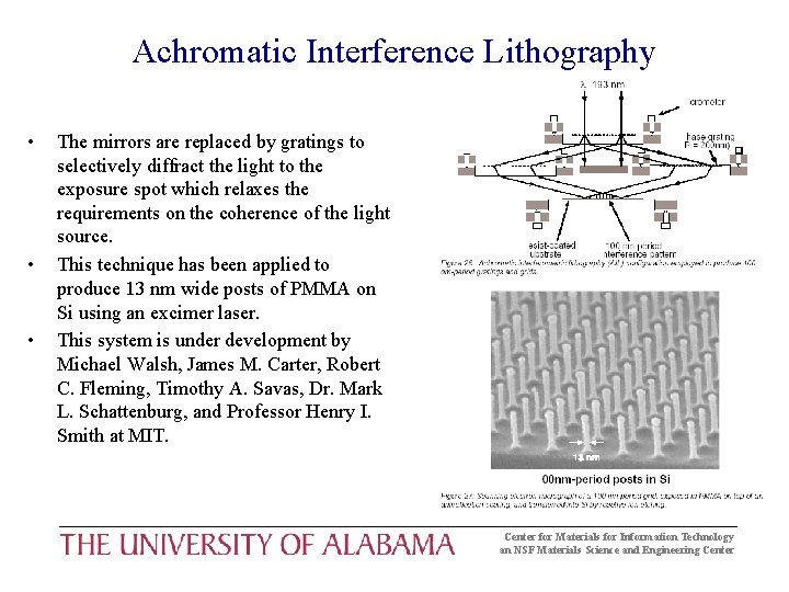 Achromatic Interference Lithography • • • The mirrors are replaced by gratings to selectively Achromatic Interference Lithography • • • The mirrors are replaced by gratings to selectively