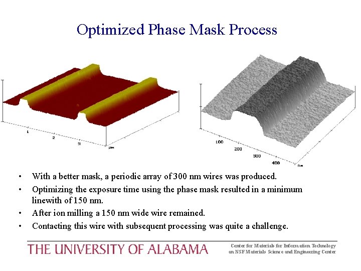 Optimized Phase Mask Process • • With a better mask, a periodic array of Optimized Phase Mask Process • • With a better mask, a periodic array of