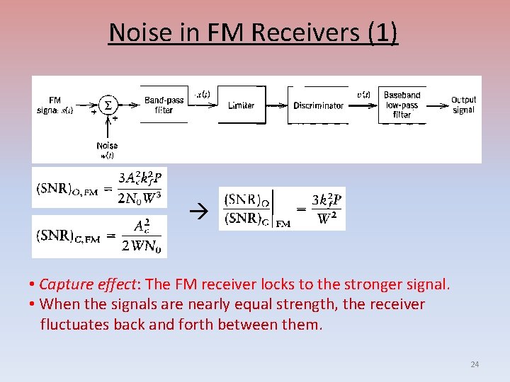 Noise in FM Receivers (1) • Capture effect: The FM receiver locks to the
