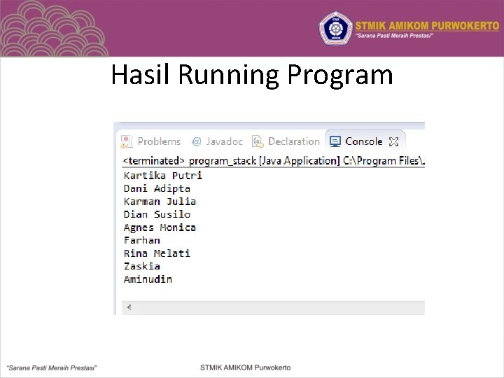 Hasil Running Program 