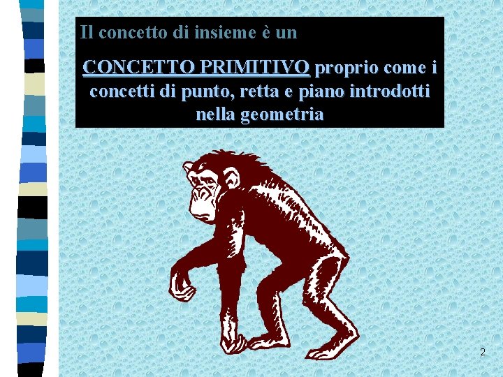 Il concetto di insieme è un CONCETTO PRIMITIVO proprio come i concetti di punto,