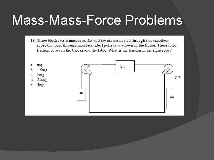 Mass-Force Problems 