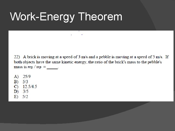 Work-Energy Theorem 