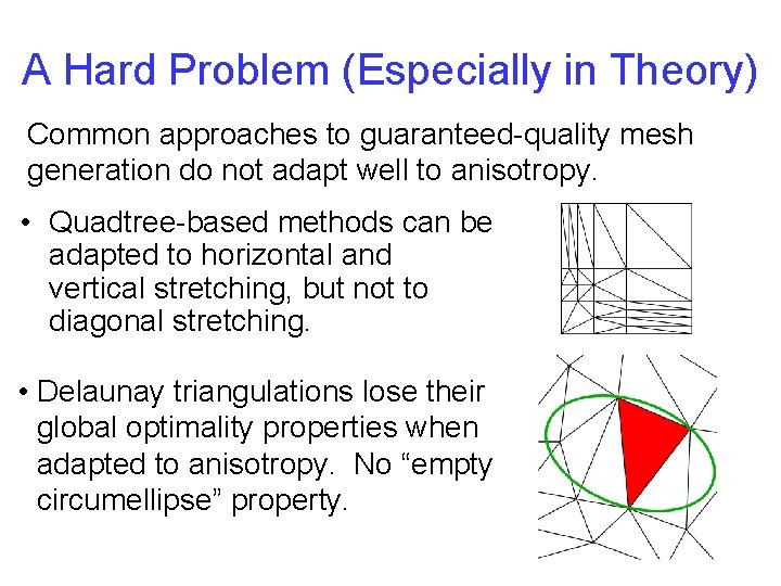 A Hard Problem (Especially in Theory) Common approaches to guaranteed-quality mesh generation do not