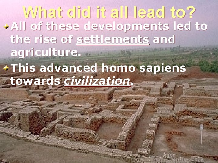 What did it all lead to? All of these developments led to the rise