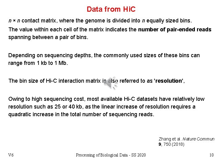 Data from Hi. C n × n contact matrix, where the genome is divided