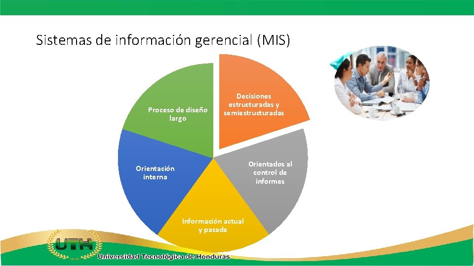 Sistemas de información gerencial (MIS) Proceso de diseño largo Decisiones estructuradas y semiestructuradas Orientados