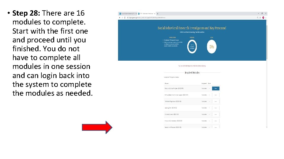  • Step 28: There are 16 modules to complete. Start with the first