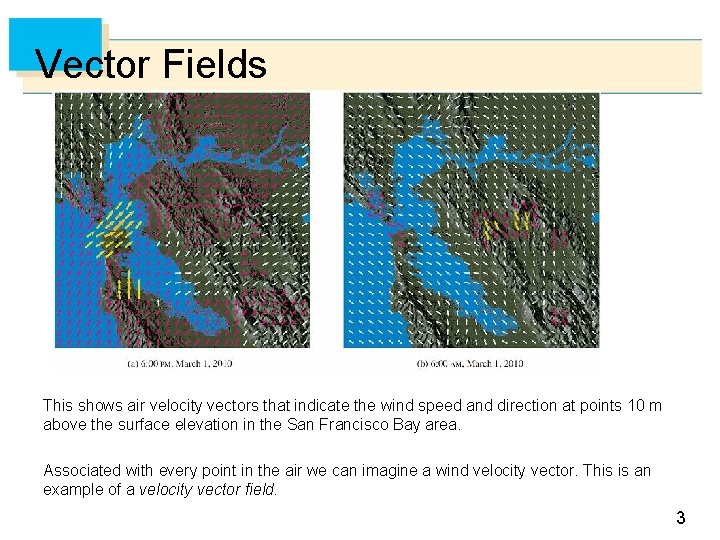 Vector Fields This shows air velocity vectors that indicate the wind speed and direction