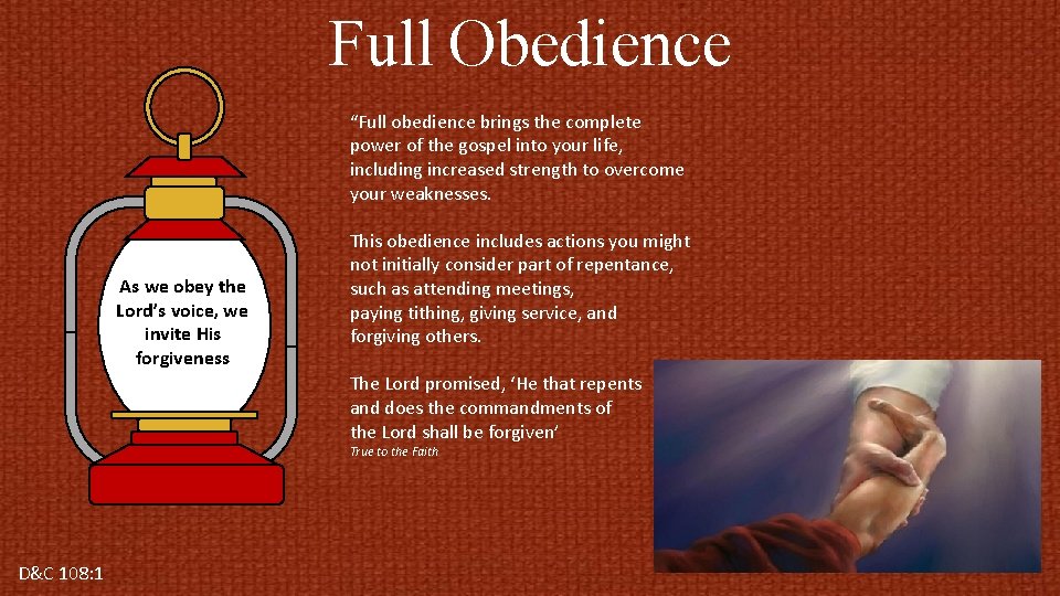 Full Obedience “Full obedience brings the complete power of the gospel into your life,