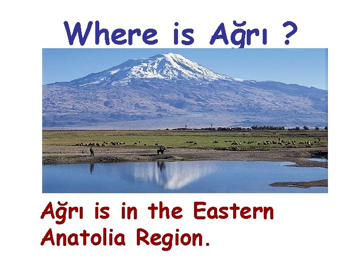 Where is Ağrı ? Ağrı is in the Eastern Anatolia Region. 