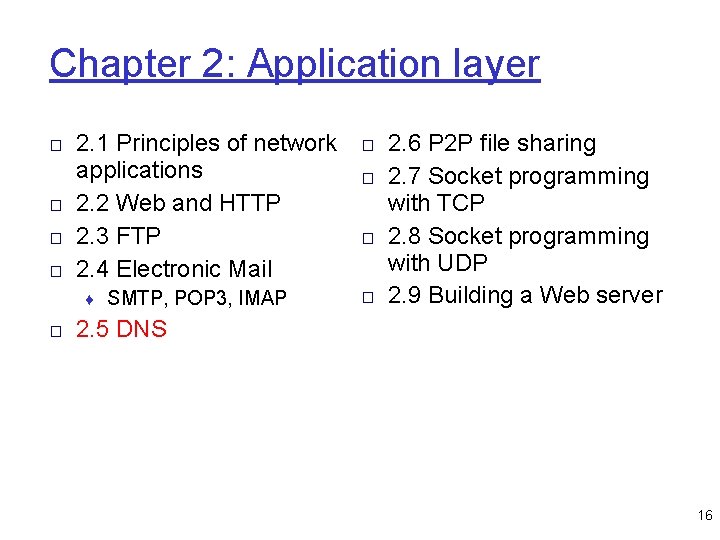 Chapter 2: Application layer □ 2. 1 Principles of network applications □ 2. 2