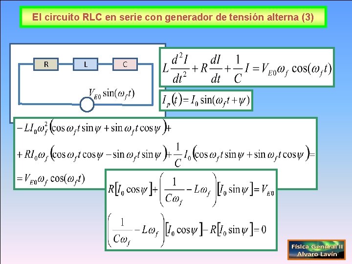 El circuito RLC en serie con generador de tensión alterna (3) R L C