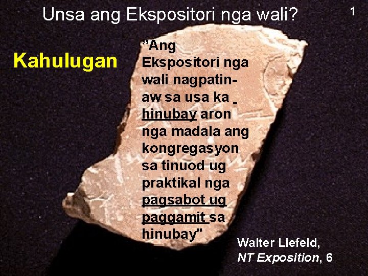 Unsa ang Ekspositori nga wali? Kahulugan ”Ang Ekspositori nga wali nagpatinaw sa usa ka