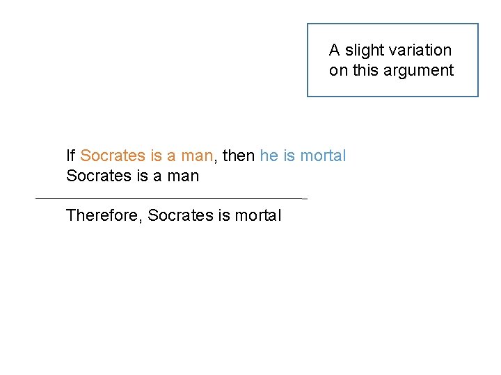 A slight variation on this argument If Socrates is a man, then he is