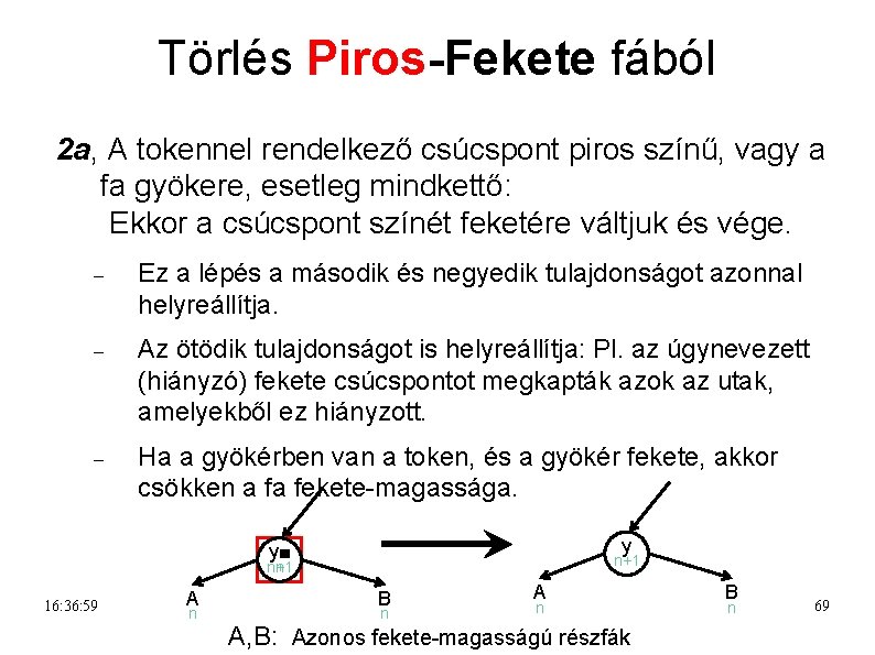 Törlés Piros-Fekete fából 2 a, A tokennel rendelkező csúcspont piros színű, vagy a fa