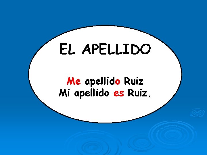 EL APELLIDO Me apellido Ruiz Mi apellido es Ruiz. 