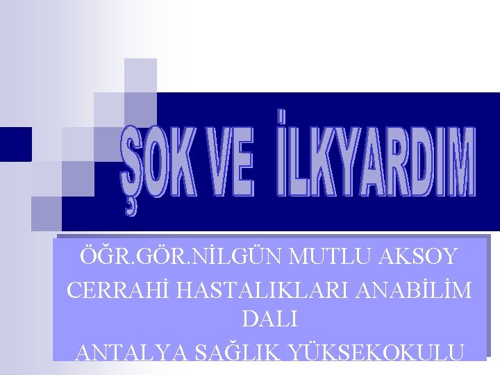 ÖĞR. GÖR. NİLGÜN MUTLU AKSOY CERRAHİ HASTALIKLARI ANABİLİM DALI ANTALYA SAĞLIK YÜKSEKOKULU 