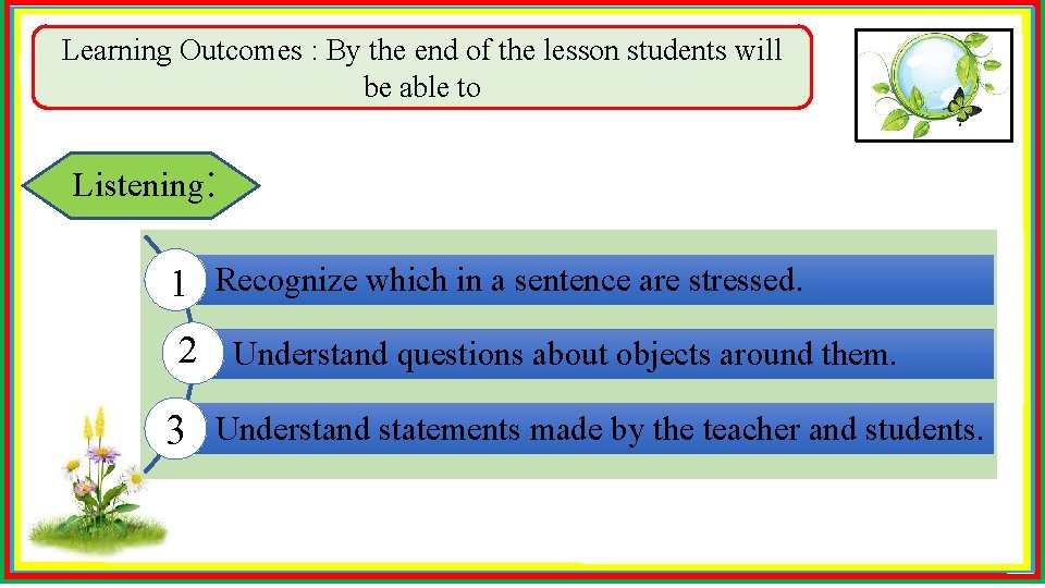 Learning Outcomes : By the end of the lesson students will be able to