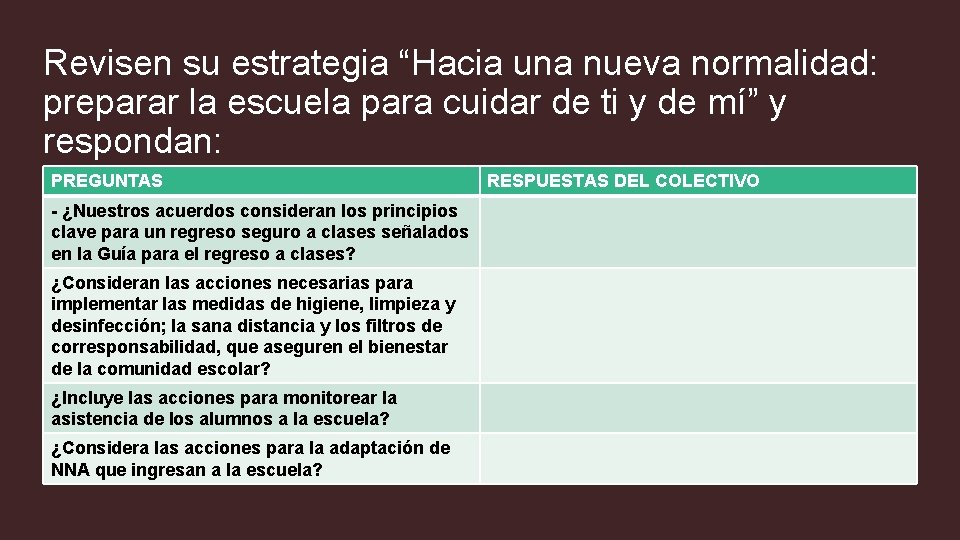 Revisen su estrategia “Hacia una nueva normalidad: preparar la escuela para cuidar de ti