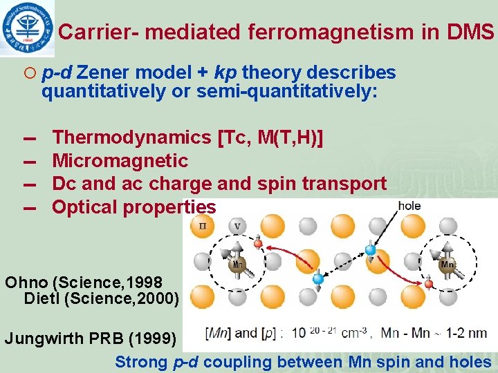 Carrier- mediated ferromagnetism in DMS ¡ p-d Zener model + kp theory describes quantitatively