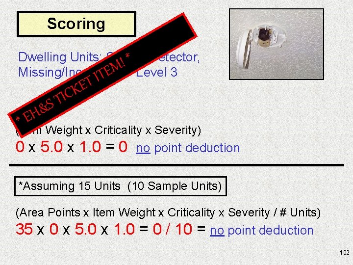 Scoring Dwelling Units: Smoke * Detector, ! M - Level 3 E Missing/Inoperable T