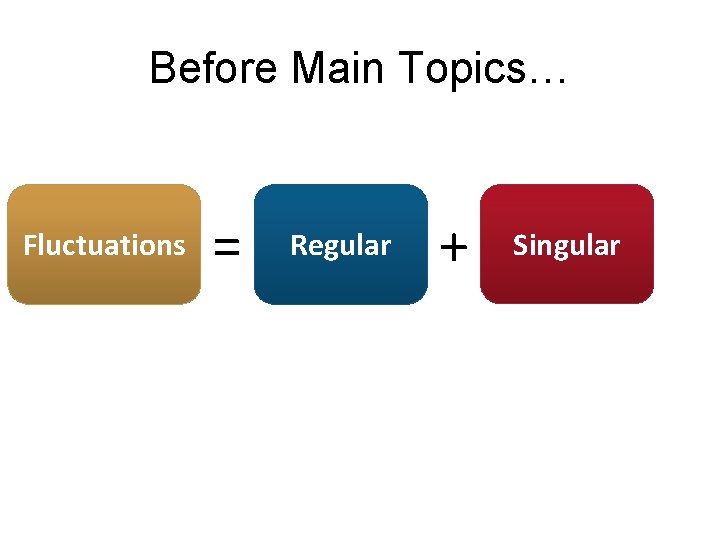 Before Main Topics… Fluctuations = Regular + Singular 