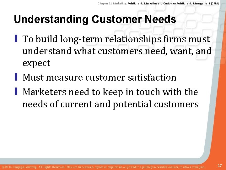 Chapter 11 Marketing: Relationship Marketing and Customer Relationship Management (CRM) Understanding Customer Needs ▮