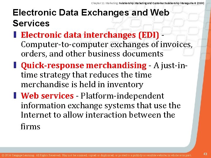 Chapter 11 Marketing: Relationship Marketing and Customer Relationship Management (CRM) Electronic Data Exchanges and