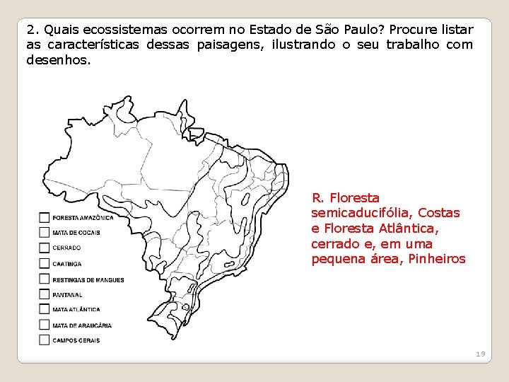 2. Quais ecossistemas ocorrem no Estado de São Paulo? Procure listar as características dessas