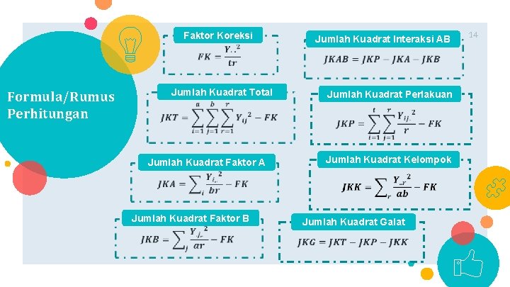 Faktor Koreksi Formula/Rumus Perhitungan Jumlah Kuadrat Total Jumlah Kuadrat Faktor A Jumlah Kuadrat Faktor